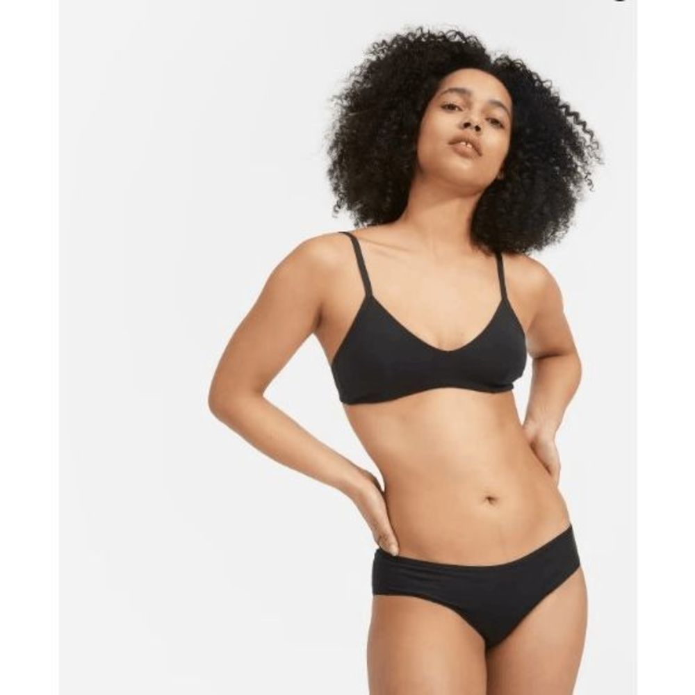 NWT Everlane The Cotton Bralette Size XS Unpadded Women's Black